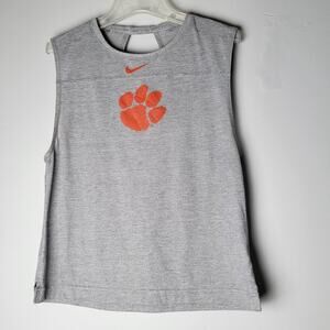 Nike Dri-Fit Clemson Tigers Tank M Sleeveless Gray Athleisure Cutout Back Gym